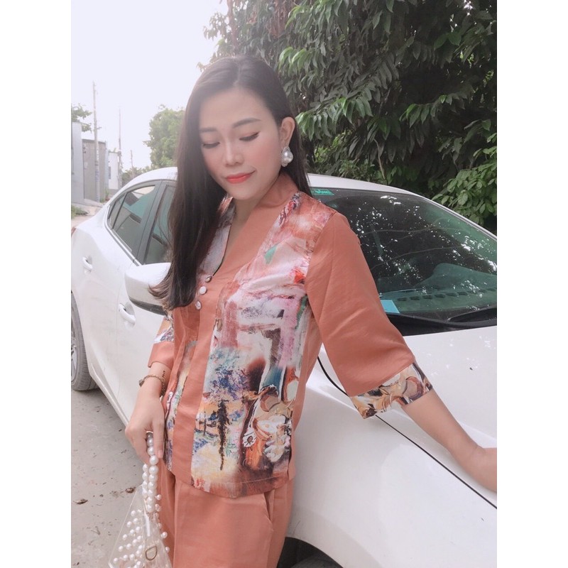 đồ lam đi chùa( đũi phối hoa )