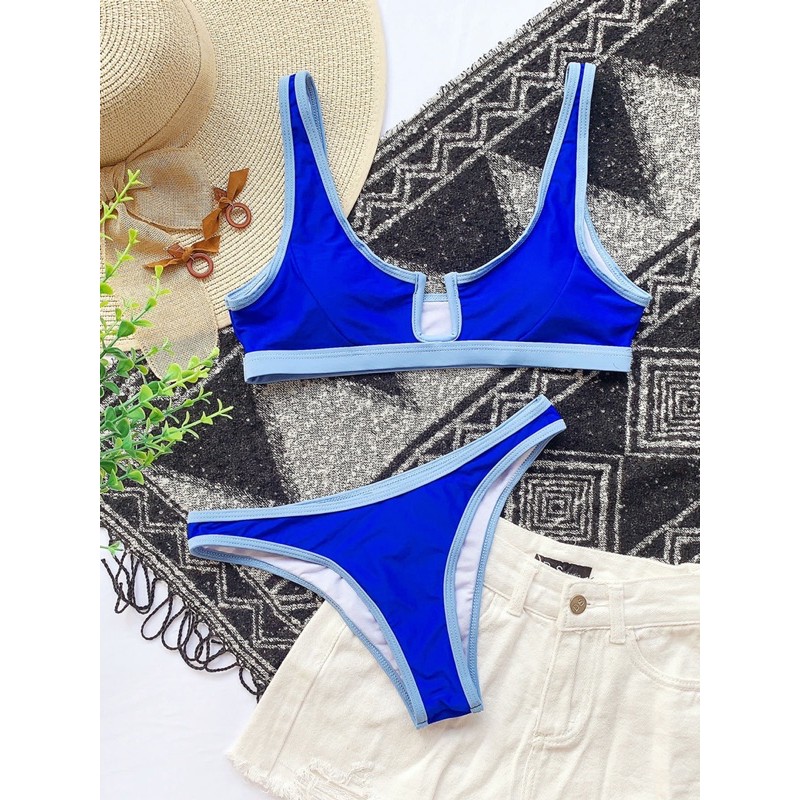 [BKN844] &lt;ÂU&gt; SET BIKINI XANH COBALT VIỀN XANH BLUE