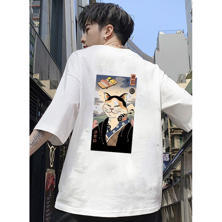 Áo thun tay lỡ nam mèo quý ông form rộng vải dày mịn 2020T2632