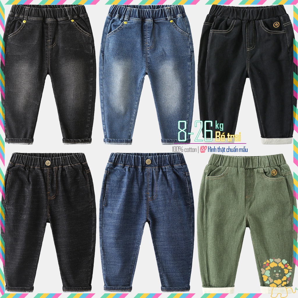 Quần jean bé trai quần bò trẻ em quần jeans dài cho bé WELLKIDS chất cotton mẫu mới 2021