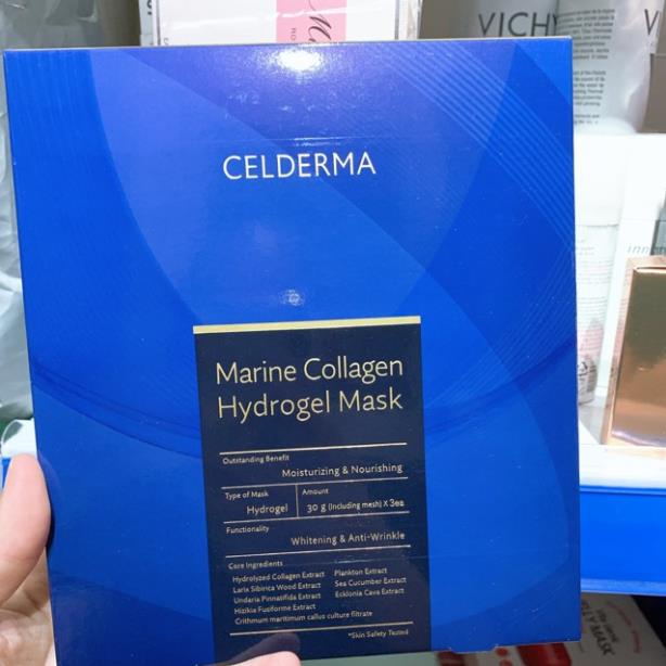 Mặt Nạ Celderma Marine Collagen Hydrogel Mask Màu Xanh (hộp 3 miếng)