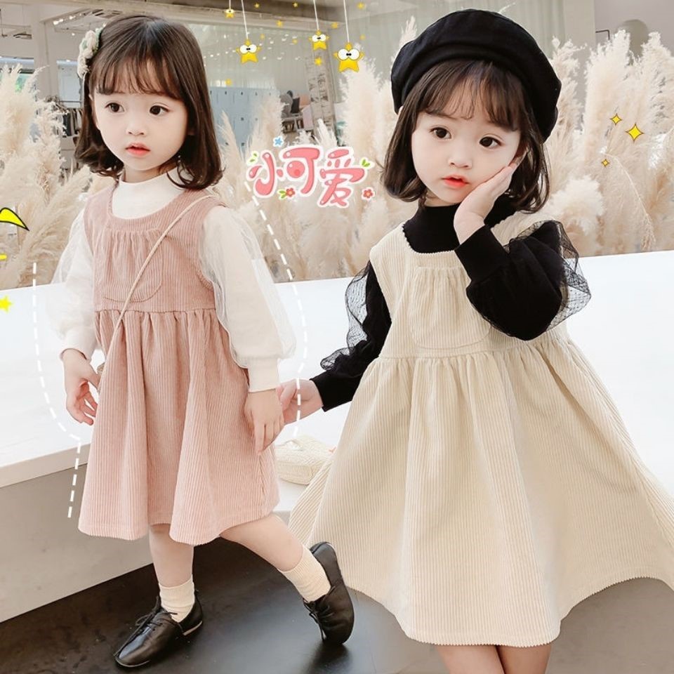 Váy cho bé gái Váy Bé Gái Kho Báu Của Váy Quần Áo Trẻ Em Mùa Thu Và Mùa Đông Cô Gái Váy Dày Vải Phong Cách Cho Bé Đầm Mùa Thu Và Mùa Đông Bé Váy Áo Vest