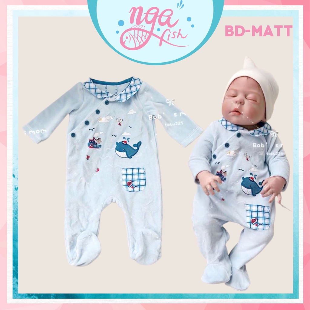 Sleepsuit cho bé trai bé gái nỉ băng lông dễ thương Nga Fish BD-MATT+ BD-impi