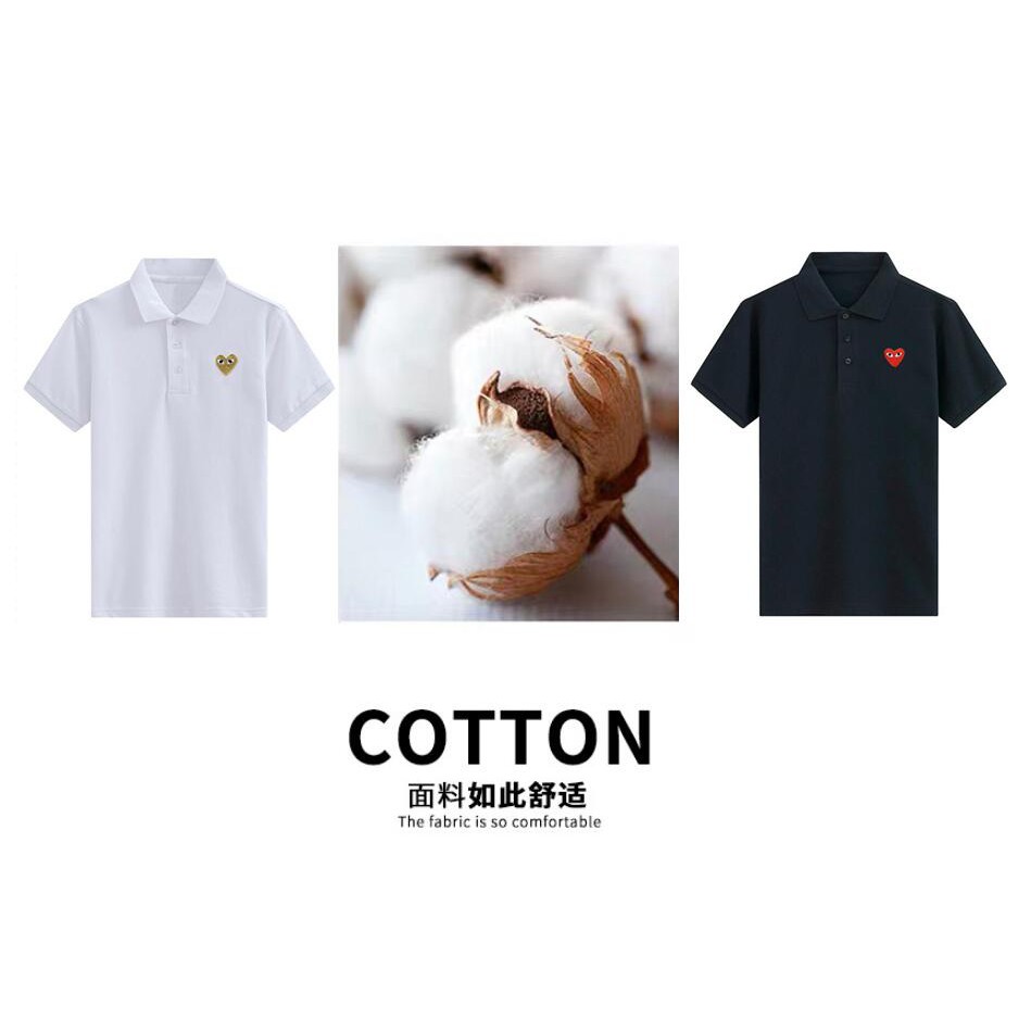✨ Áo polo 100% Cotton thêu hình trái tim cho nam nữ | BigBuy360 - bigbuy360.vn