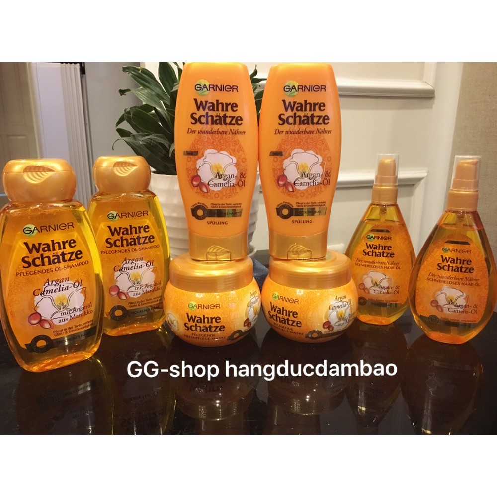 Dầu gội Garnier CAMELIA hương Hoa Trà cực thơm. Bộ chăm sóc Tóc Garnier Wahre Schatze