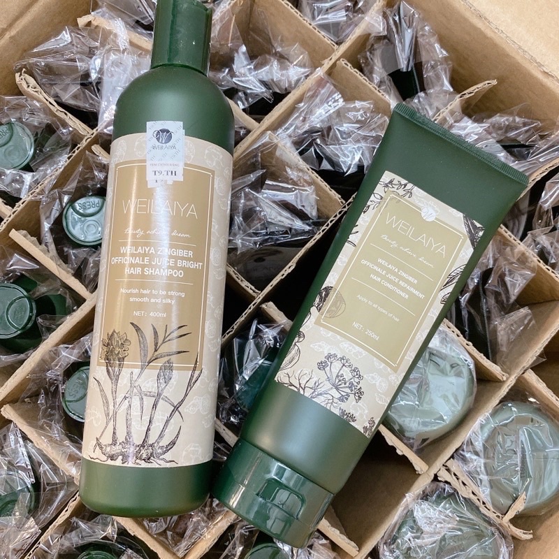 Cặp Dầu Gội + Xả Gừng Xanh Hà Thủ Ô WEILAIYA, Ngăn Rụng Tóc, Kích Mọc Tóc 400ml