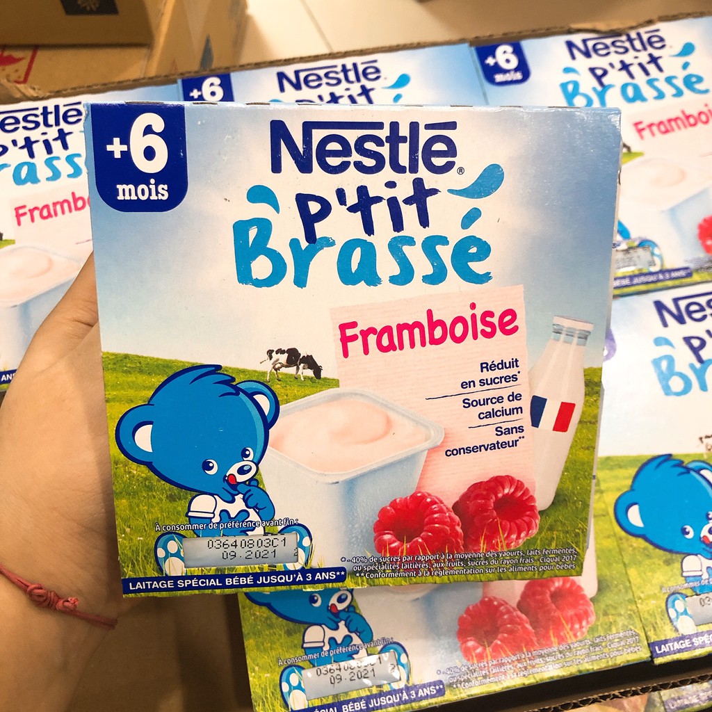 [Date mới] Váng sữa Nestle cho bé 6M+ ăn dặm// Sữa chua Nestle P'tit Brasse vị trái cây cho bé từ 6M+