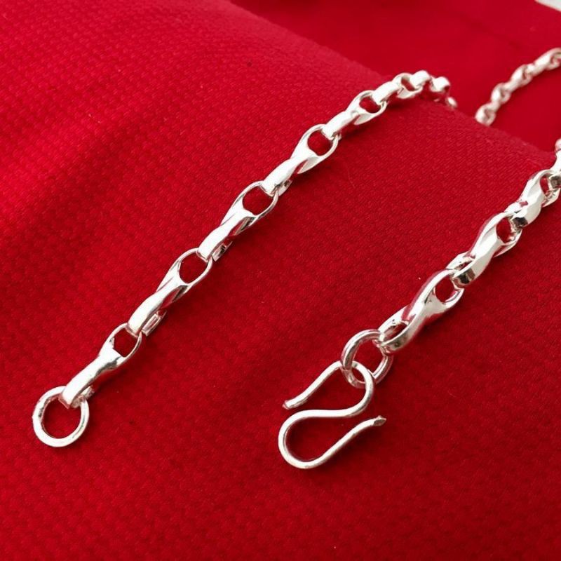 Dây chuyền bạc nam Bạc ta thiết kế kiểu dây tròn độ dài 50cm, trọng lượng có nhiều lựa