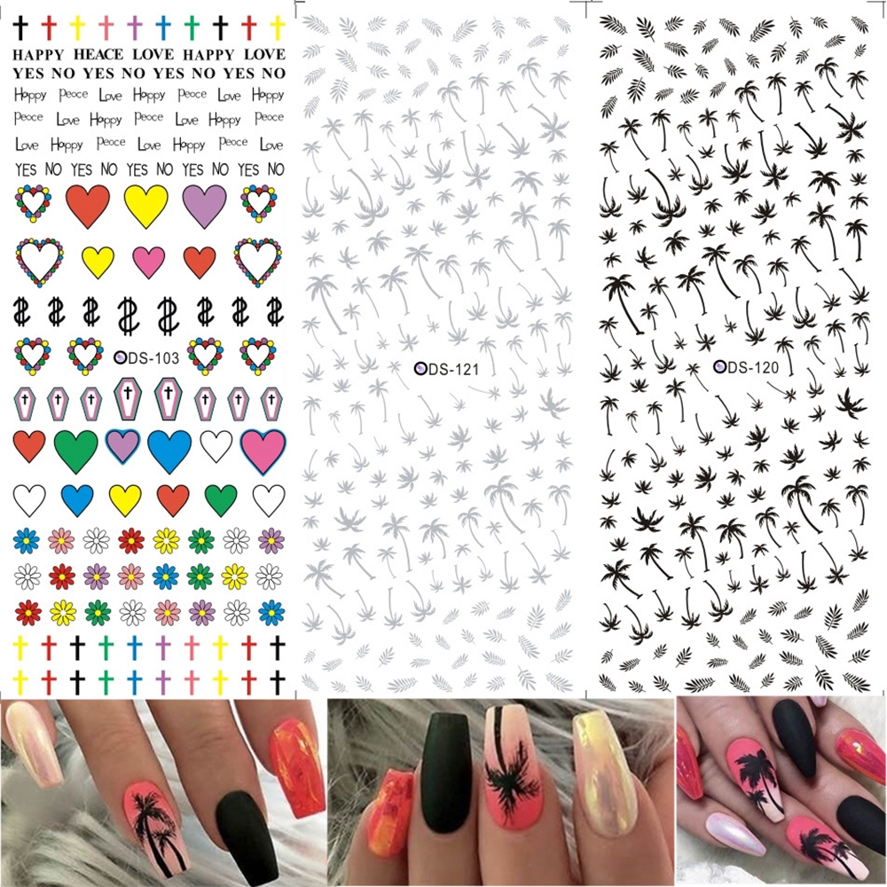 [Hàng mới về] Miếng dán trang trí móng tay 3D phong cách nhiệt đới cho nữ