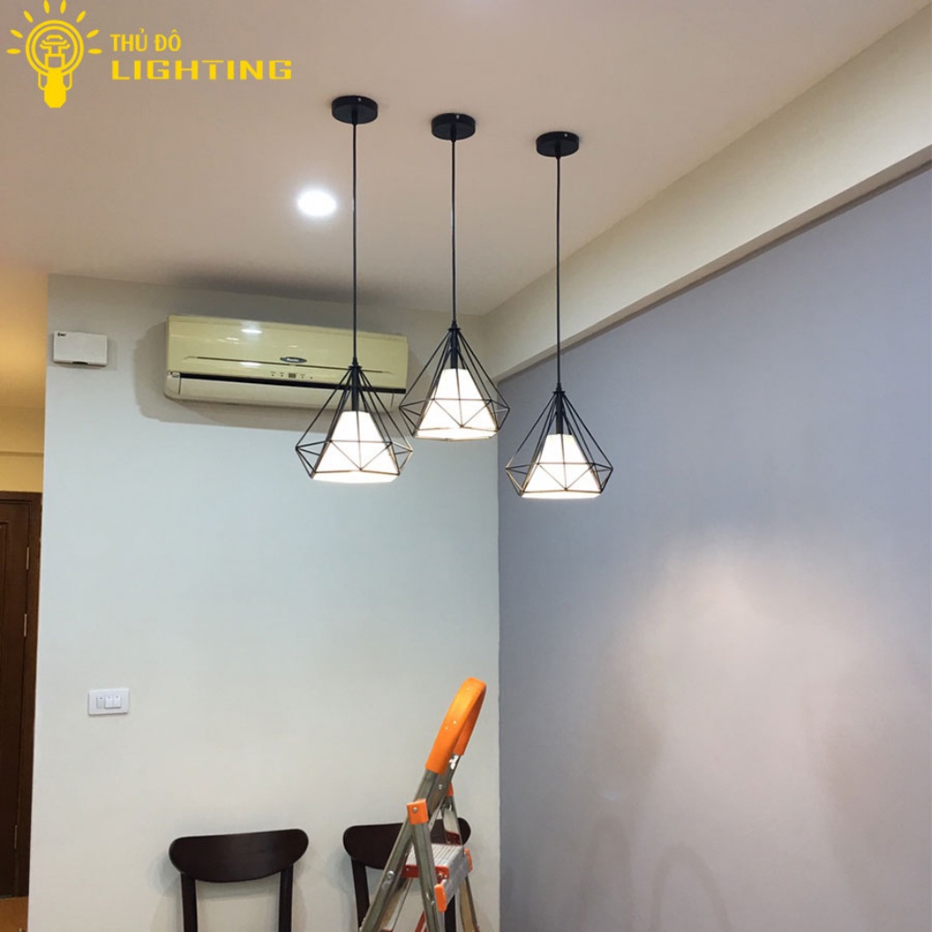 Đèn Thả Trần Đơn Hiện Đại THỦ ĐÔ LIGHTING Khung Chụp Đèn Hình Kim Cương Ø 250mm Chất Liệu Thép Và Vải Dù