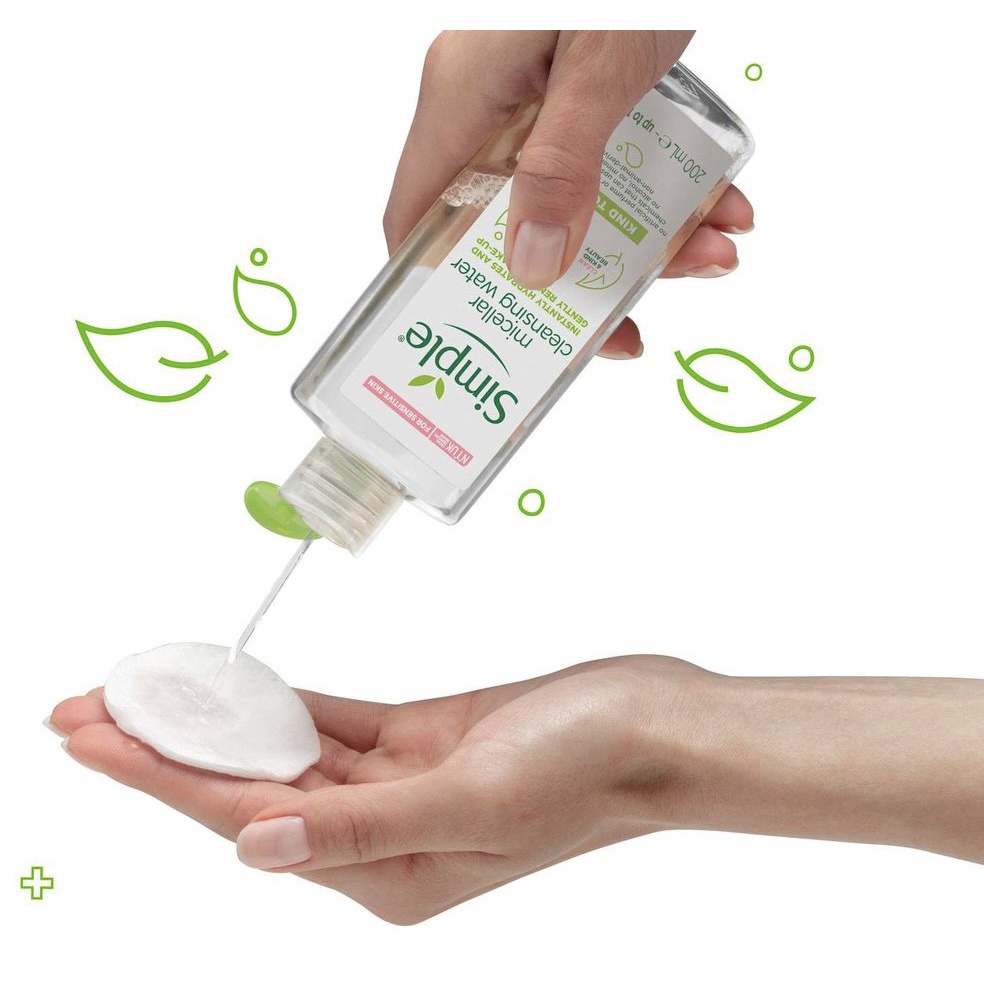Combo da sạch sâu SIMPLE nước tẩy trang Micellar 200ml + sữa rửa mặt Refreshing 150ml + Toner 200ml