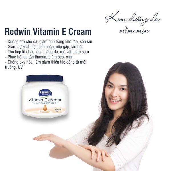 [Hàng chính hãng] Kem dưỡng da (300g) vitamin E, giúp da mềm mịn, sáng bóng, căng mịn cho mọi lứa tuổi Redwin, Úc