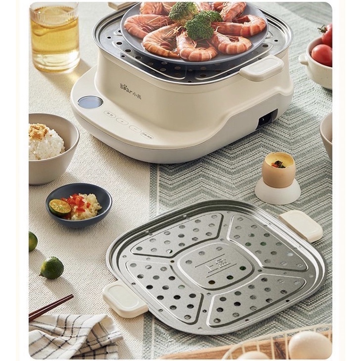 Nồi Hấp Đa Năng Hai Tầng Bear 3 tầng Chính Hãng Dung tích 12L.BH 12 TH