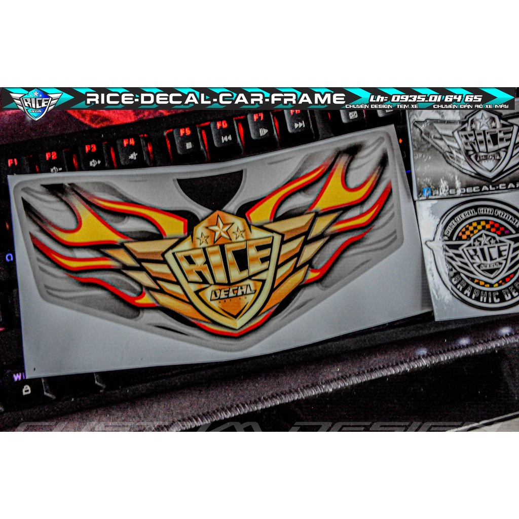 Tem Dán Hộp Đầu Sirius viềng Xám   Rice decal car frame Mẫu Lửa dán tất cả màu sơn