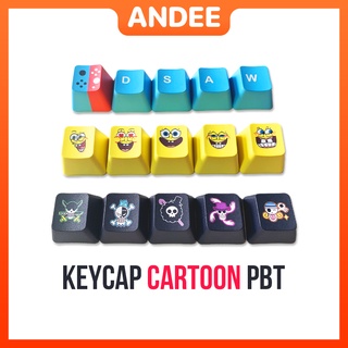 Keycap PBT in dyesub nhiều màu siêu ngầu hình One Piece – Nintendo – SpongeBob