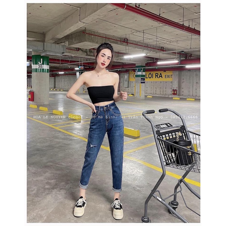 QUẦN JEAN XANH RÁCH 1 BÊN M500