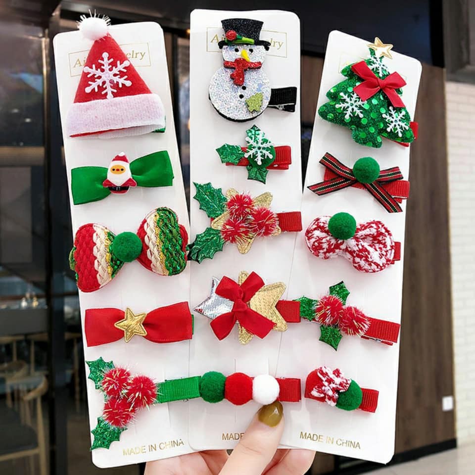 SET 10 KẸP TÓC NOEL SIÊU XINH CHO BÉ