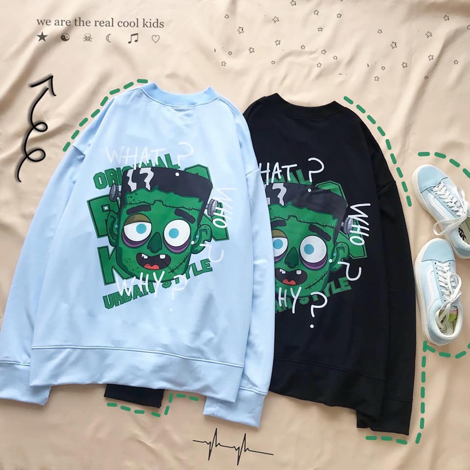 Áo khoác cardigan ulzzang thun hoạt hình Who What mông lung như trò đùa