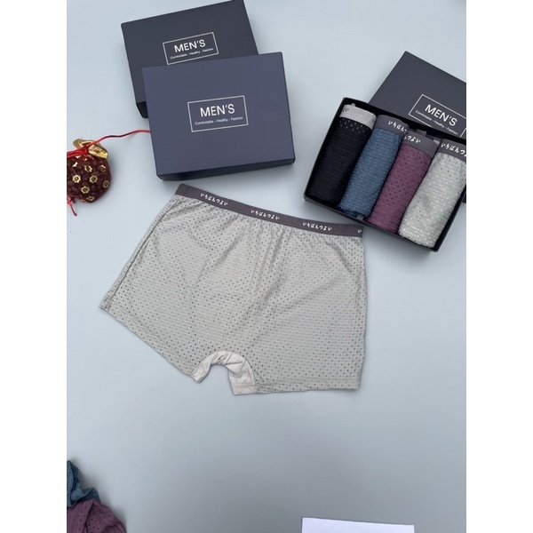 Hộp 4 quần sịp đùi HM trắng men cao cấp