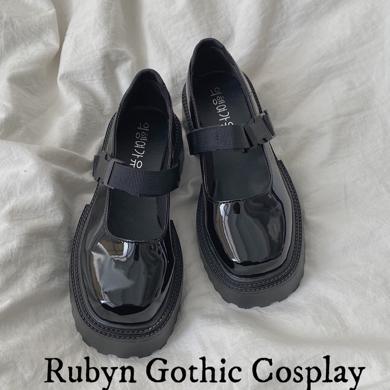 [Sẵn]  Giày Lolita Oxford Mũi Vuông quai bấm ( Trắng, đen ) size 35 - 39. A108