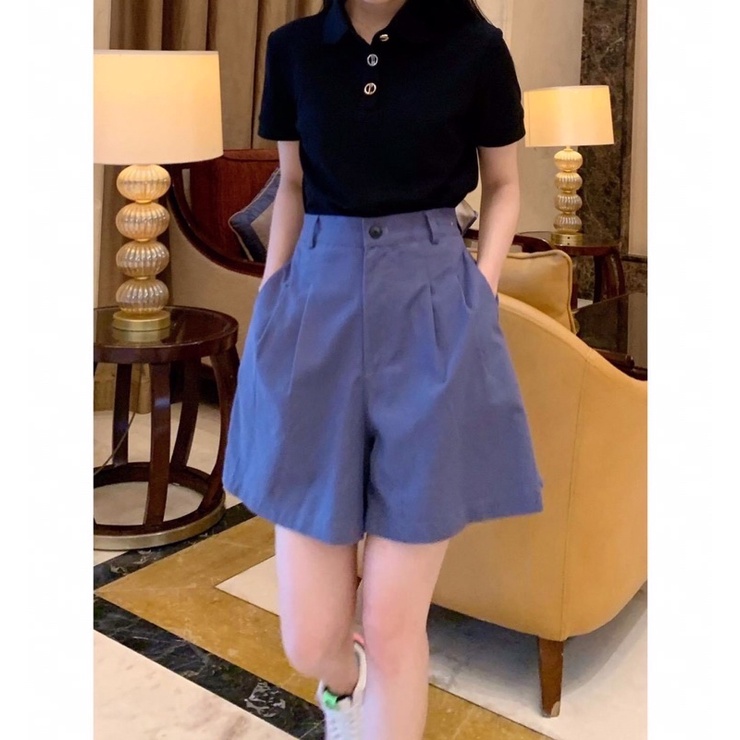 Quần shorts nữ quần lửng vải đũi thô mềm mát phong cách Hàn Quốc