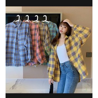 Áo sơ mi khoác phối caro form rộng siêu xinh TTSLA0480