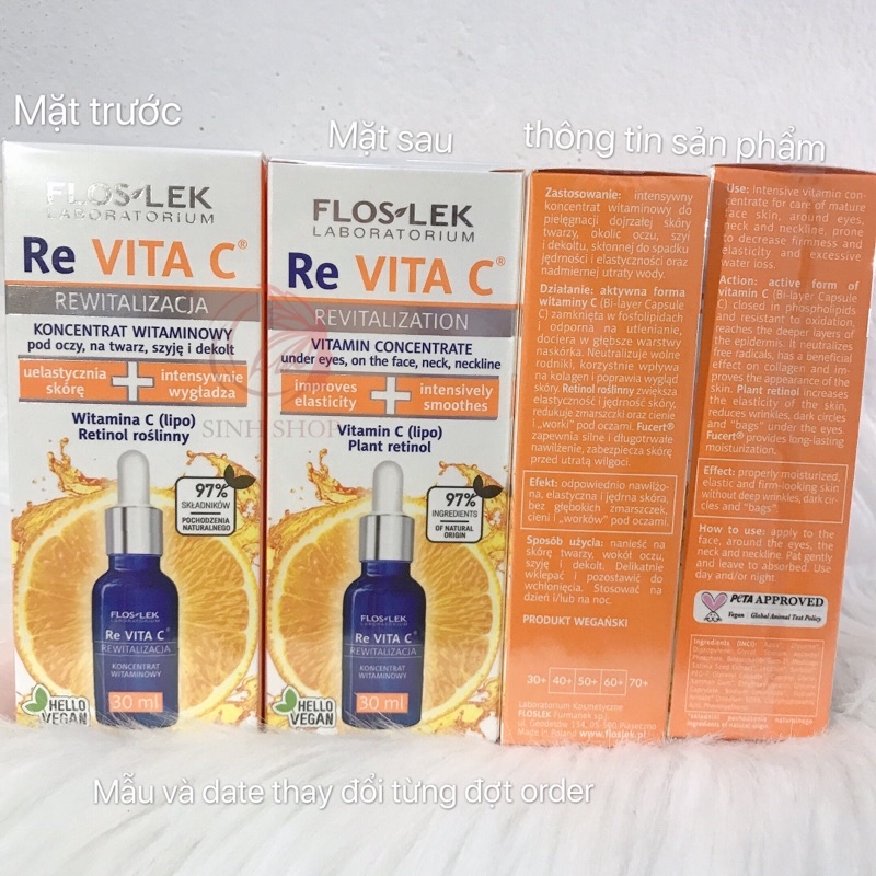 Serum Trắng Da Chống Lão Hoá Flos-lekk Re Vita C vitamin C retinoll hàng nội địa balan 30ml