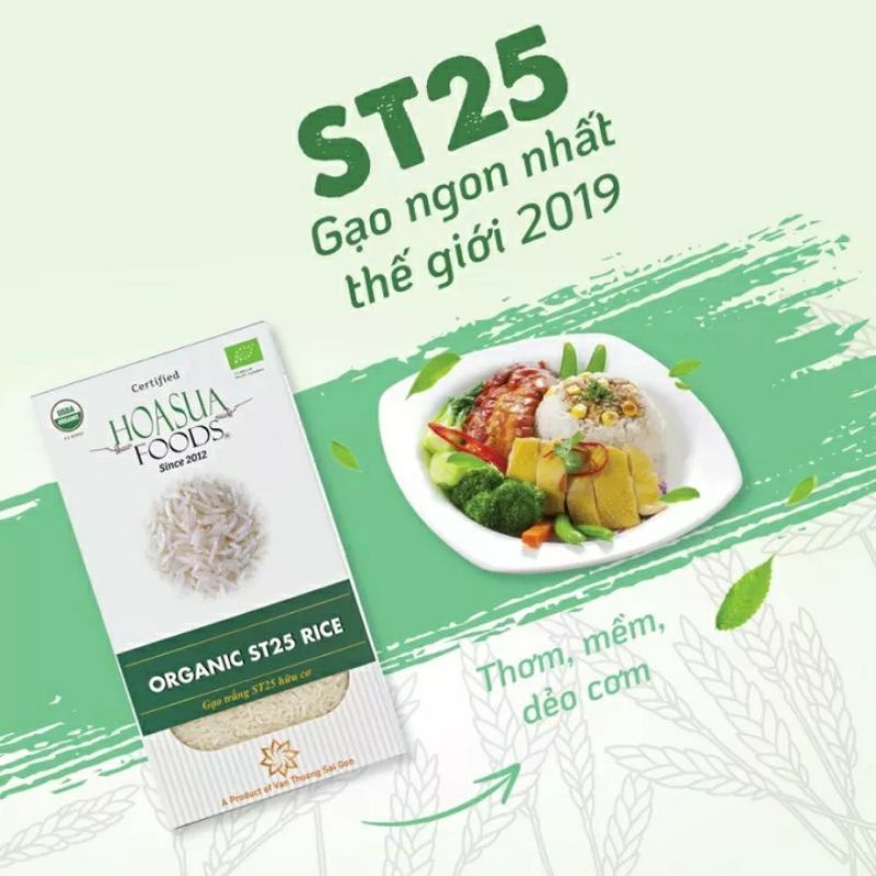 Gạo trắng hữu cơ ST25 Hoa Sữa 1kg