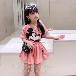 Set mickey quần xoè váy cho bé gái