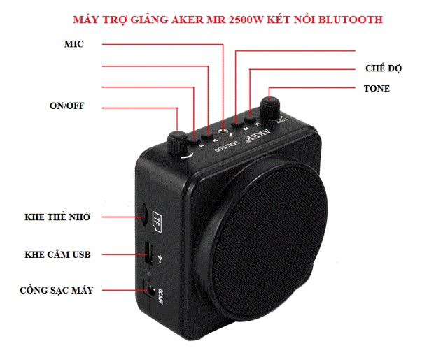 Máy trợ giảng không dây, loa trợ giảng không dây Aker Mr 2500