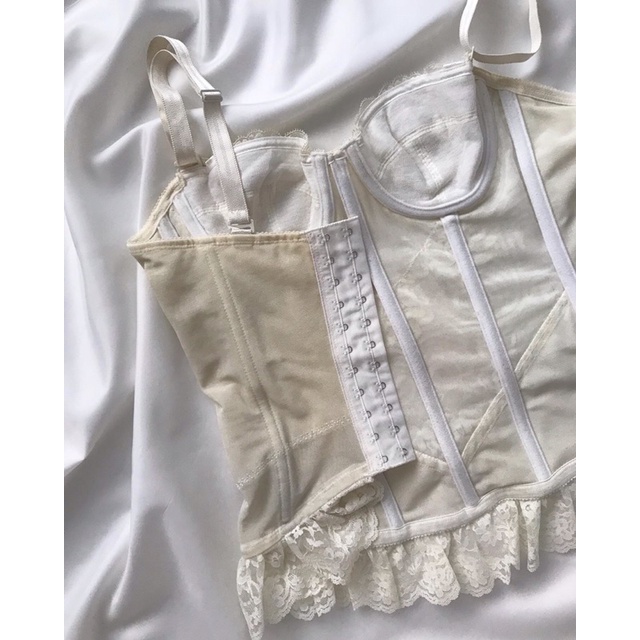 Áo corset ren trắng kem 2hand