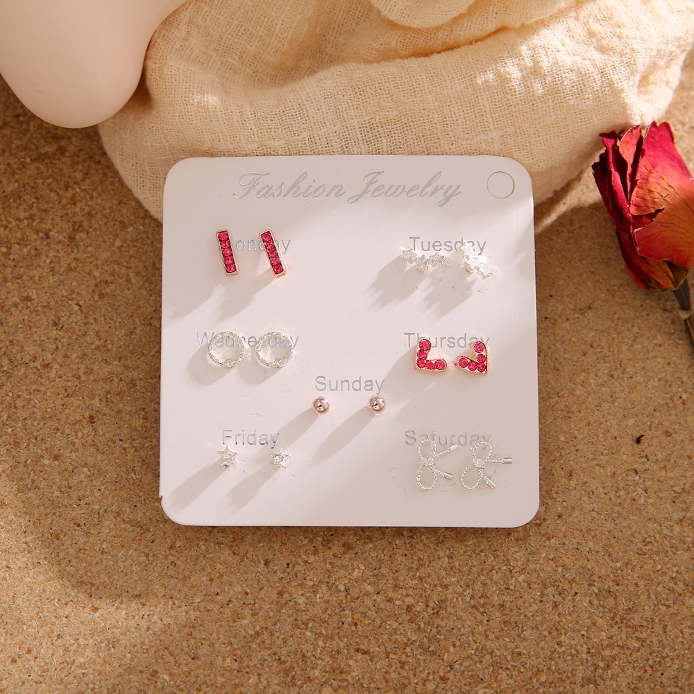Set 6 / 6 Khuyên Tai Đính Ngọc Trai Đơn Giản Thời Trang Hàn Quốc