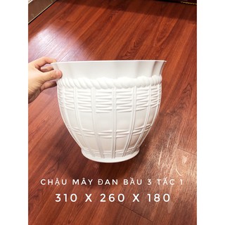 Chậu nhựa mây đan bầu 260