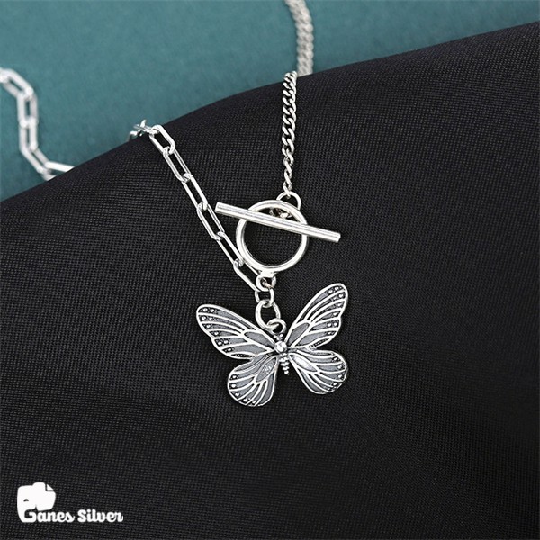 Dây chuyền bạc nữ GANES SILVER Butterfly khóa tròn chất liệu bạc thái - D000192