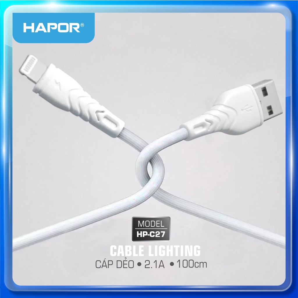 Cáp sạc nhanh Hapor dẻo chống đứt tương thích nhiều dòng máy iphone xiaomi oppo bảo hành 18 tháng 1 đổi 1