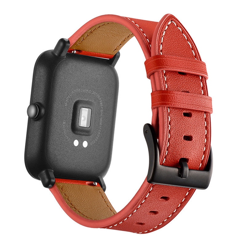 Dây Đeo Thay Thế Chất Liệu Da Màu Trơn Cho Xiaomi Huami Amazfit Youth Version 20mm