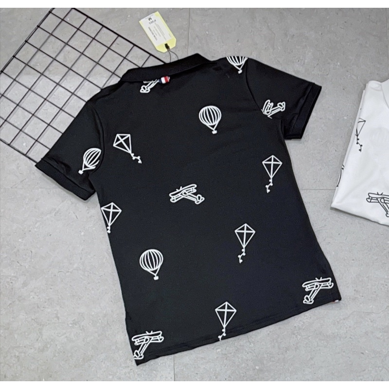 Áo polo thom thời trang nam có họa tiết in, Áo cộc tay nam mùa hè có cổ phong cách hàn quốc cotton btshop từ 45 đến 75kg