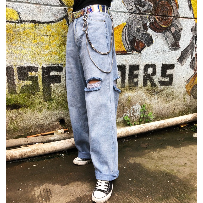 [Hàng Có Sẵn] Miễn Phí Giao Hàng Thật Quần Hip Hop Hai Lớp Dây Xích 1275 Phong Cách Harajuku Cho Nam Và Nữ