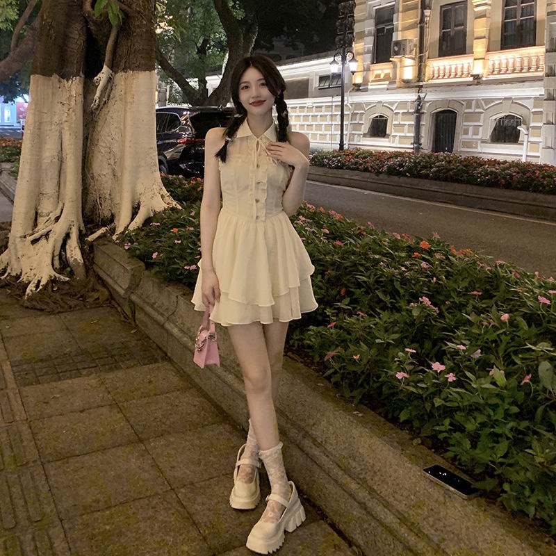 Đầm Ngắn Hai Dây Hở Lưng Đính Nơ Gợi Cảm Thời Trang Mùa Hè Hàng Mới Dành Cho Bạn Nữ