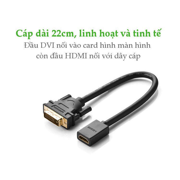 Cáp nối DVI (24+1) to HDMI chính hãng Ugreen 20118