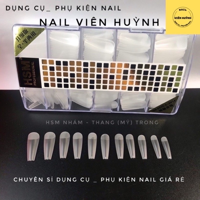 Móng úp nhám HSM, form thang, màu trong , màu đục