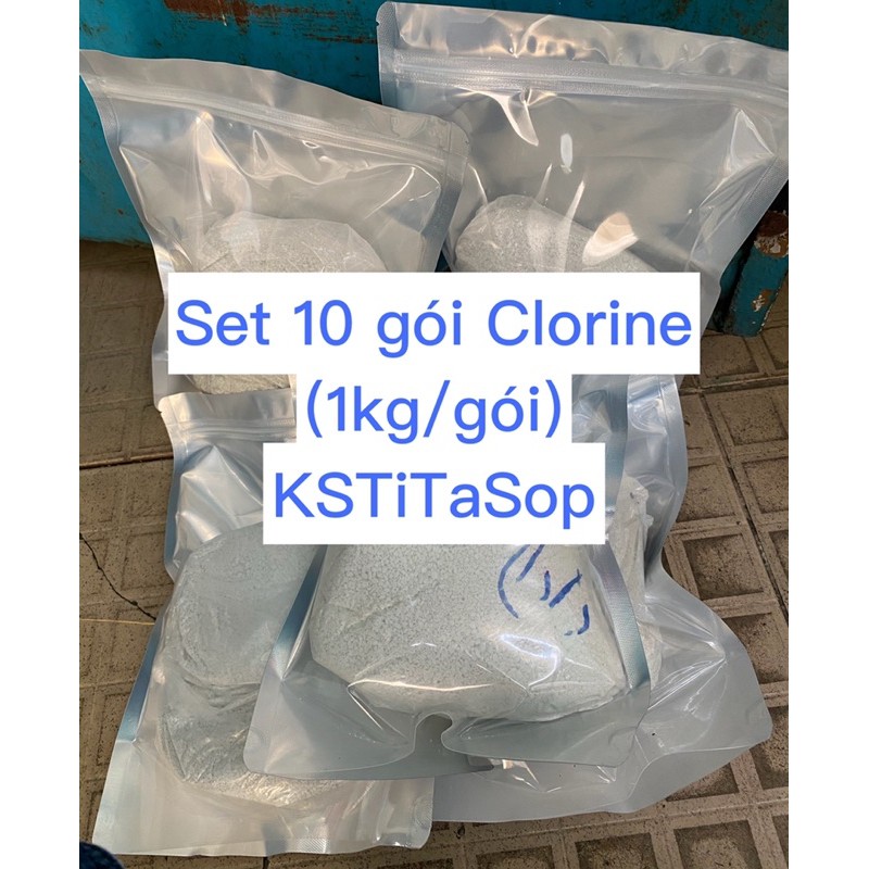 Set 10 gói Clorine (1kg/gói) Khử Nước, Khử Khuẩn, Diệt Nấm Mốc