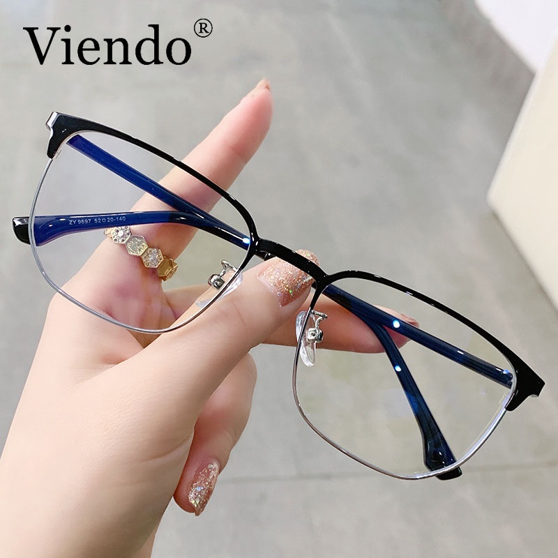 Mắt kính cận VIENDO bằng kim loại tròng đổi màu chống ánh sáng xanh chống tia UV cao cấp thời trang cho cả nam và nữ
