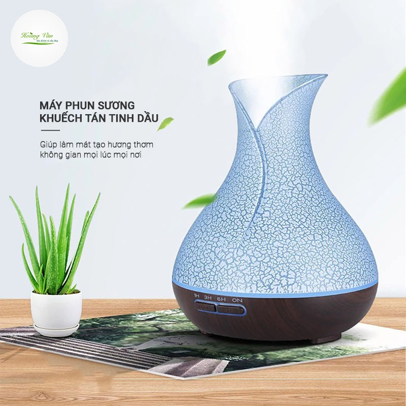 Máy phun sương tinh dầu hình Tulip có kèm remote điều khiển từ xa - dung tích 550ml