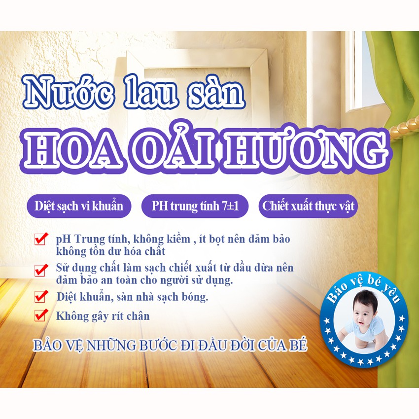 Nước lau sàn Lavender Mao Bao hương hoa oải hương Chai 1L