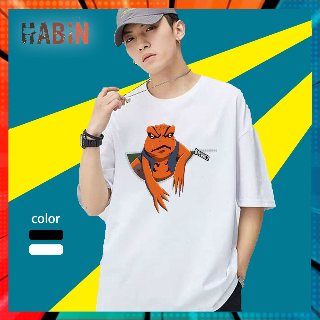 Áo thun tay lỡ Naruto Gamakichi Zipper HABIN FORM RỘNG TAY LỠ CHẤT ĐẸP UNISEX FREESIZE từ 40-70kg NAR202111029