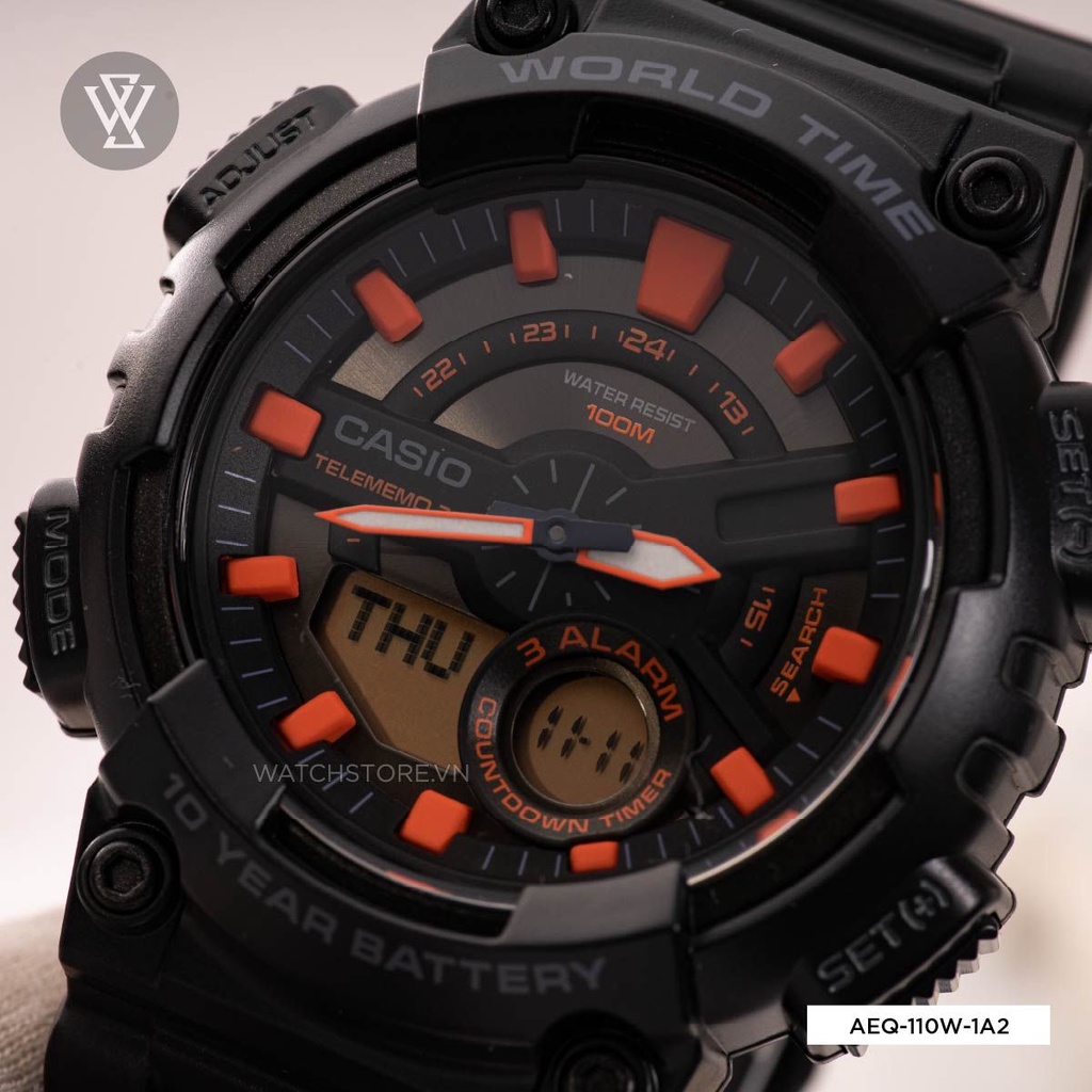 Đồng Hồ Quartz Nam Casio WATCHSTORE AEQ-110W-1A2VDF Thiết Kế Mặt Kính Khoáng 46.6 mm, Dây Nhựa Và Vỏ Nhựa