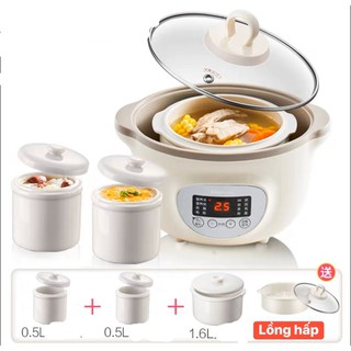 [BẢO HÀNH 12 THÁNG] nồi nấu cháo, ninh hầm cách thủy bear 1.6l kèm 2 thố 0,5l cho bé (có thể vừa nấu vừa hấp cùng lúc)