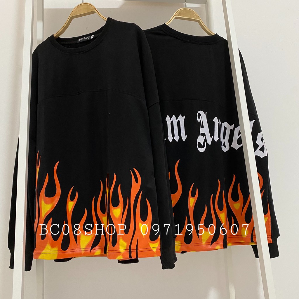 Áo Sweater Thun Tay Dài NGỌN LỬA Unisex form rộng Màu Đen BC151 | BigBuy360 - bigbuy360.vn