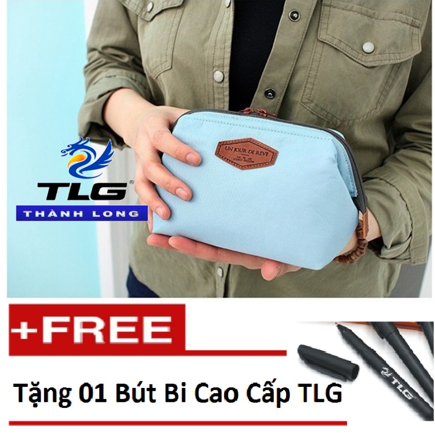 Túi đựng đồ mĩ phẩm du lịch Đồ Da Thành Long TL 880 4(xanh lam) tặng 01 bút bi cao cấp [SKM]